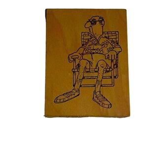 Art Impression Rubber Stamps I-1240 Norm Golden Oldies Grumpy Old Man Lawn Chair
